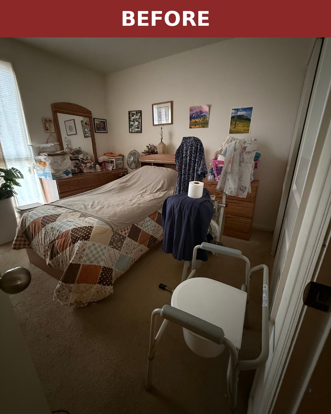 Bedroom after: clear walking path